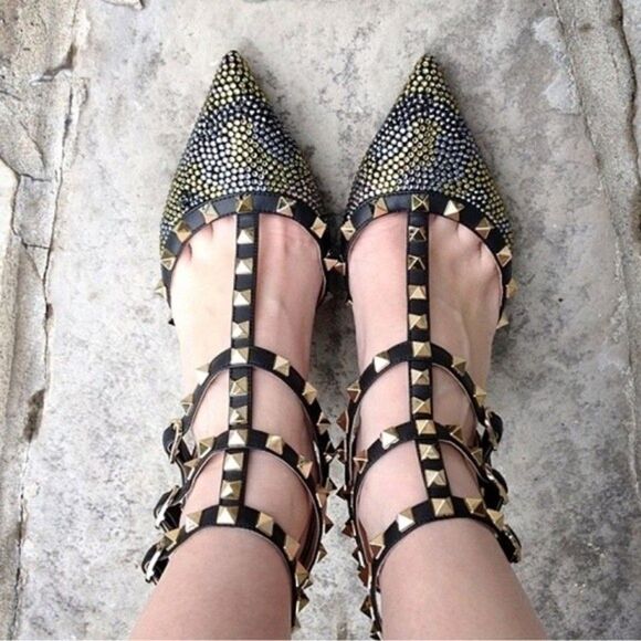 Valentino Rockstud Crystal Camo Kitten Heels Slingback Pump - Picture 4 of 13